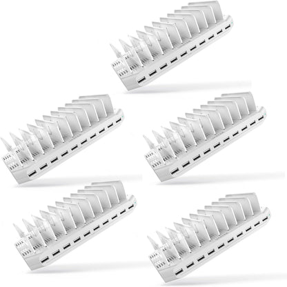 Unitek Multi Charging Station, 10-Port USB Charger for Multiple Device with SmartIC Tech and Adjustable Dividers, Organizer Stand Compatible with iPad, Tablet, Kindle, iPhone