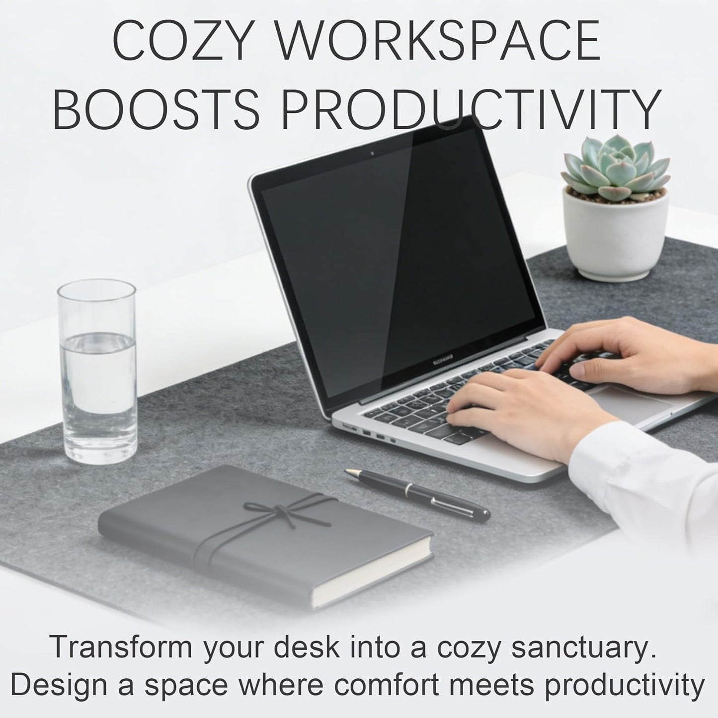 Felt Desk Mat,Large Mouse Pad Desk Mat for Office & Home,Non-Slip Desk Blotter,Felt Desktop Mat for Laptop,Computer,Writing 27.6"x13.8" Dark Gray