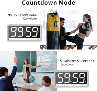 VOCOO Digital Kitchen Timer with 7.8” Extra Large Display, Magnetic LED, with 3 Brightness, 4 Alarms and 3 Volume Levels, Battery Powered Countdown Count Up Timer for Cooking, Classroom, Home Gym