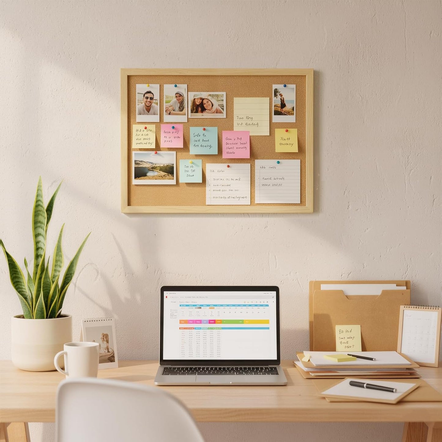 2 Pcs Cork Board, 17.7''x13.3'' Bulletin Board, Wooden Framed Corkboards for Wall, Small Cork Board, Vision Board Supplies, Prayer Board, Picture Board for Photos, Office, Home Decor, School