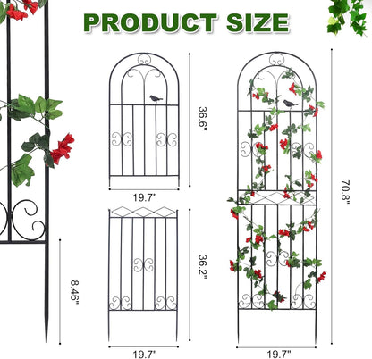 2 Pack 70.8" H x 19.7" W Metal Garden Trellis with Black Coating, Wire Lattice Grid Panel for Climbing Plants Outdoor Roses Vine Cucumbers Vegetables Flower Support (70.8" H, 2 Pack)