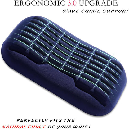 UnivoColors Ergonomic Mouse Wrist Rest,Latest 3.0 Wave Curve Design,High-Resilience Memory Foam Non-Slip Base,Reduces Wrist Fatigue,Ideal for Office Gaming & Long Hours of Use(Black)