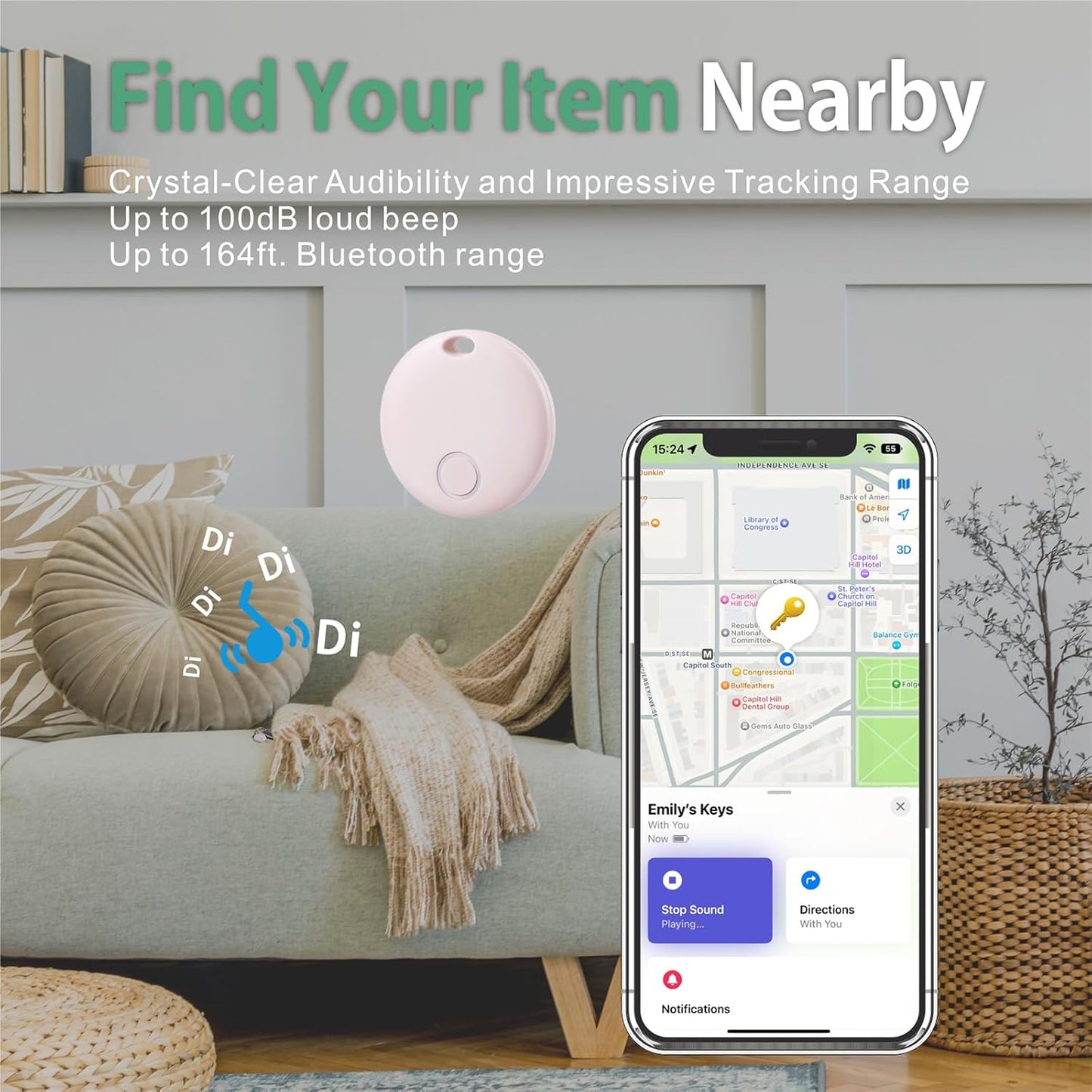 Reyke Air Tracker-4 Pack Smart Tag, Luggage Tracker Works with Apple Find My (iOS Only), Item Finder for Key, Backpack, Wallet, IP67 Waterproof