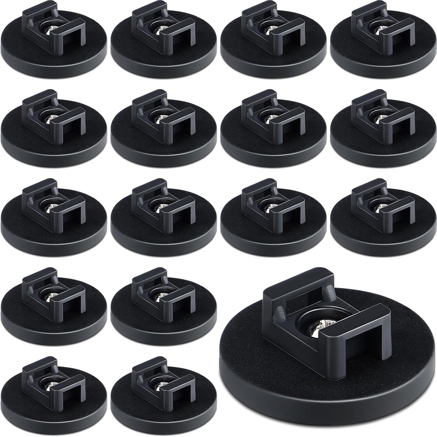 Yookeer 15 Pcs Magnetic Zip Tie Mount Base Black Magnetic Cable Clips Wire Holder Multipurpose Cable Ties Management Base Electrical Supplies for Wire (22 mm)