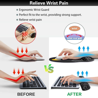 Ergonomic Keyboard Wrist Rest, Mouse Pad with Wrist Rest Anime, Cat Gaming Mousepad with Wrist Support, Memory Foam Wrist Rest Set for Computer Keyboard, Funny Cute Office Desk Accessories