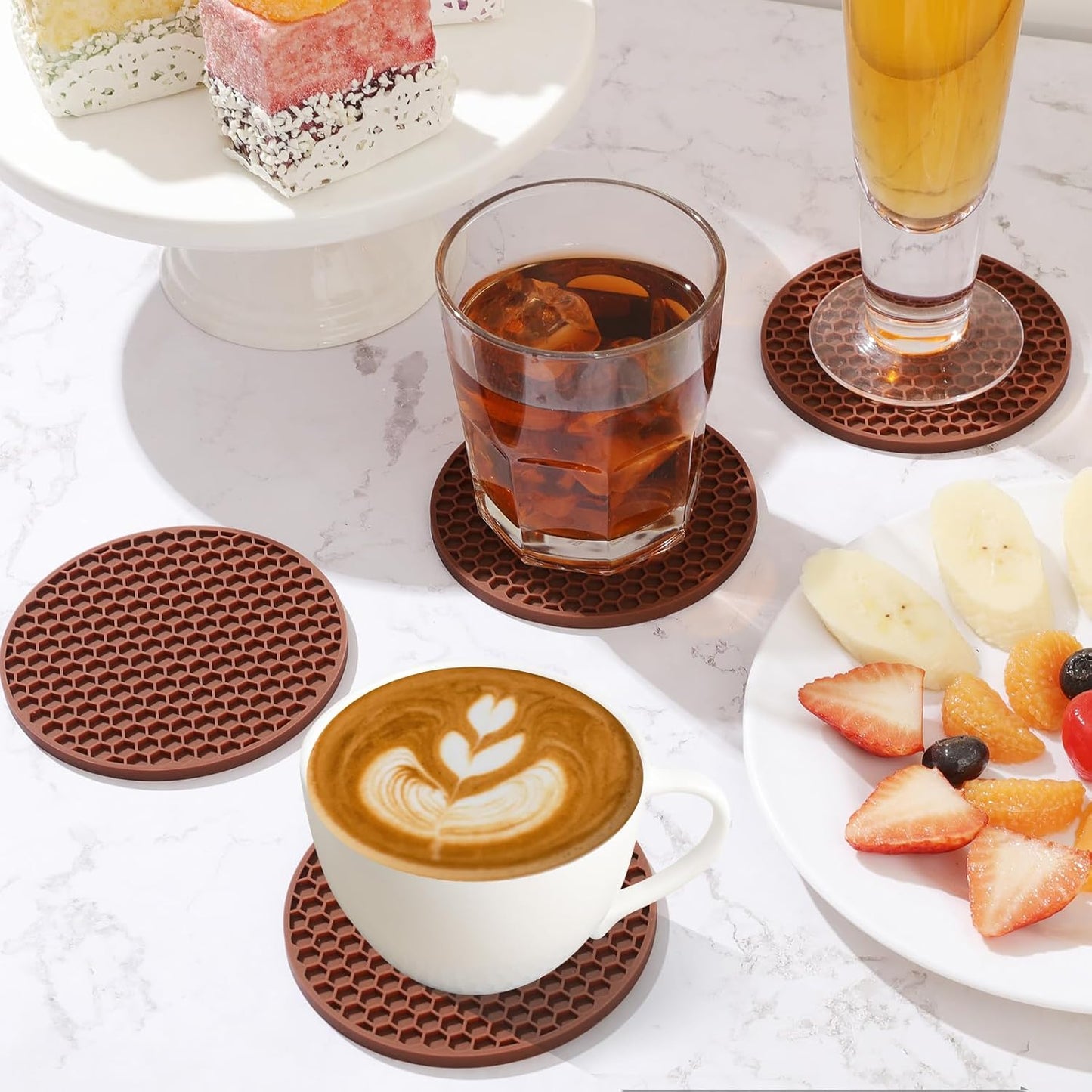 TWTLi Silicone Coasters Set of 8 with Holder,Coasters for Drinks,Beer,Coffee Coasters,Suitable for Kinds Cups,Hot or Cold,Anti-SLI,Non-Stick,Anti-Overflow Tabletop Protection and Decor (8 Pcs, Black)