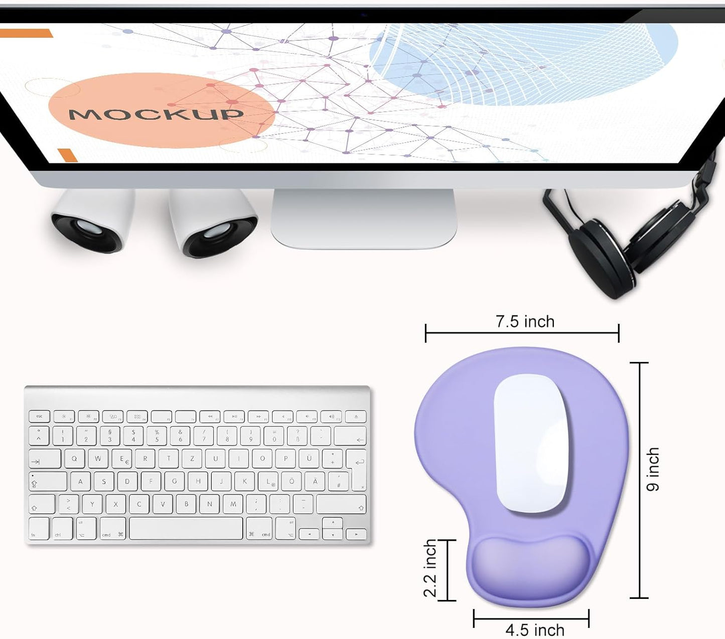 JIKIOU Mouse Pad, 2 Pack Ergonomic Mouse Pads with Comfortable Gel Wrist Rest Support and Smooth Cloth, Non-Slip PU Base for Easy Typing Pain Relief Durable and Easy to Clean Small Black