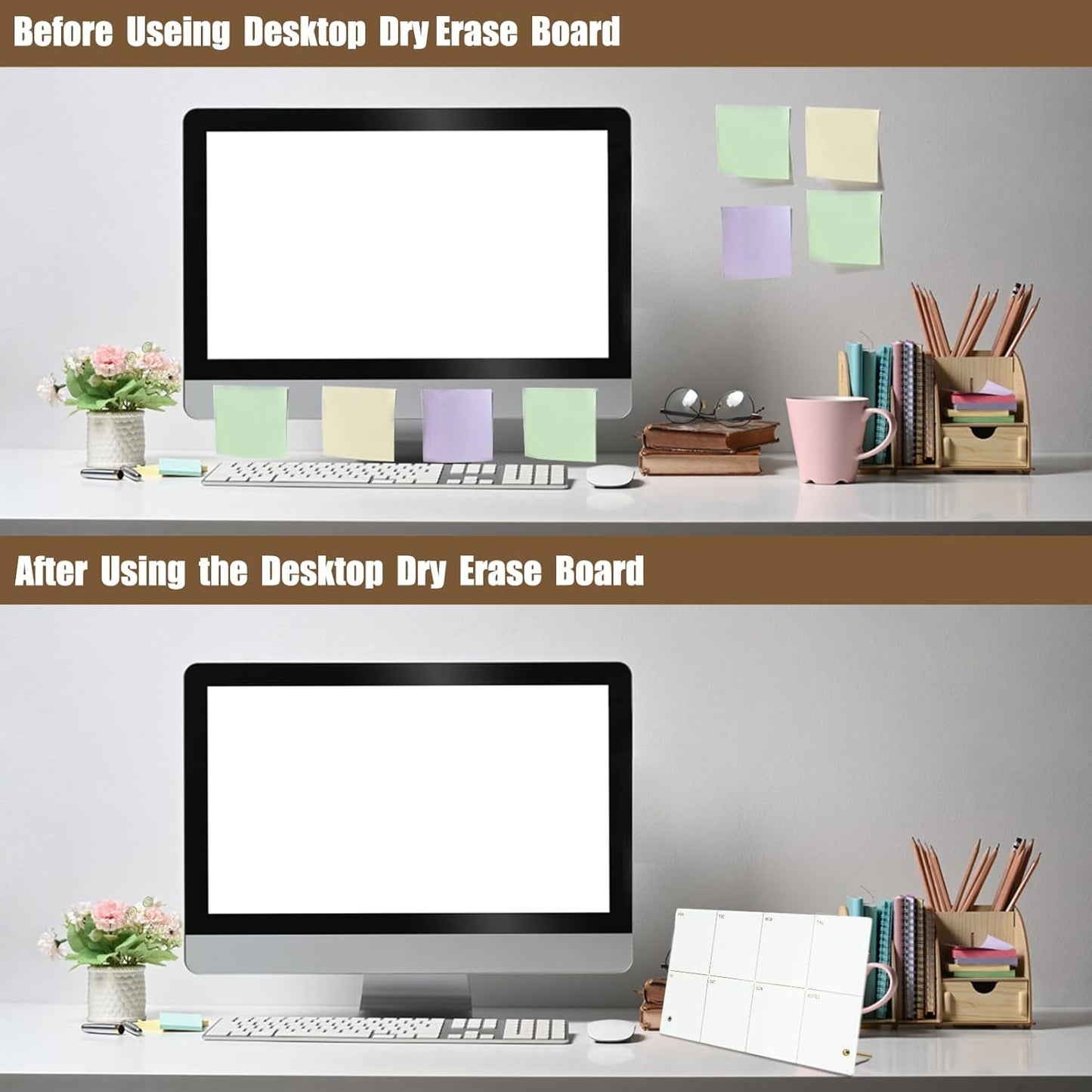 Weekly Planner Dry Erase Board for Desk,Acrylic Desktop Weekly Planner Whiteboard with Stand,12"X6"-Small, Dry Erase Weekly to Do List White Board for Home Office School-ZMZL-W-1530
