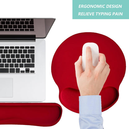 Keyboard Wrist Rest Pad Mouse Pad with Wrist Support Set of 3, Mousepad with Non-Slip Rubber Base, Ergonomic Memory Foam Mouse Wrist Cushion Support for Home Office Laptop Computer Gaming, Forest