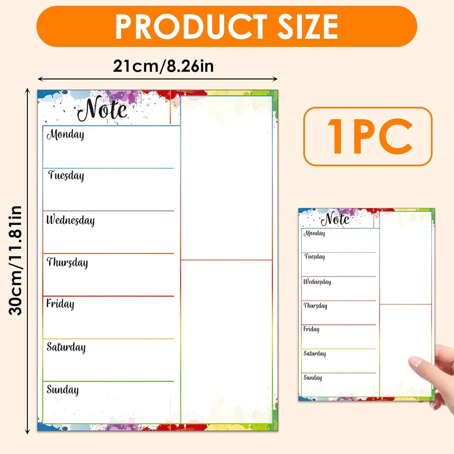 Magnetic Weekly Meal Planner for Refrigerator, 8x12'' Dry Erase Menu Board, Stain Resistant Whiteboard, Strong Magnetic Backing, Ideal for Families, Students, Roommates, Notes, Grocery Lists (A)