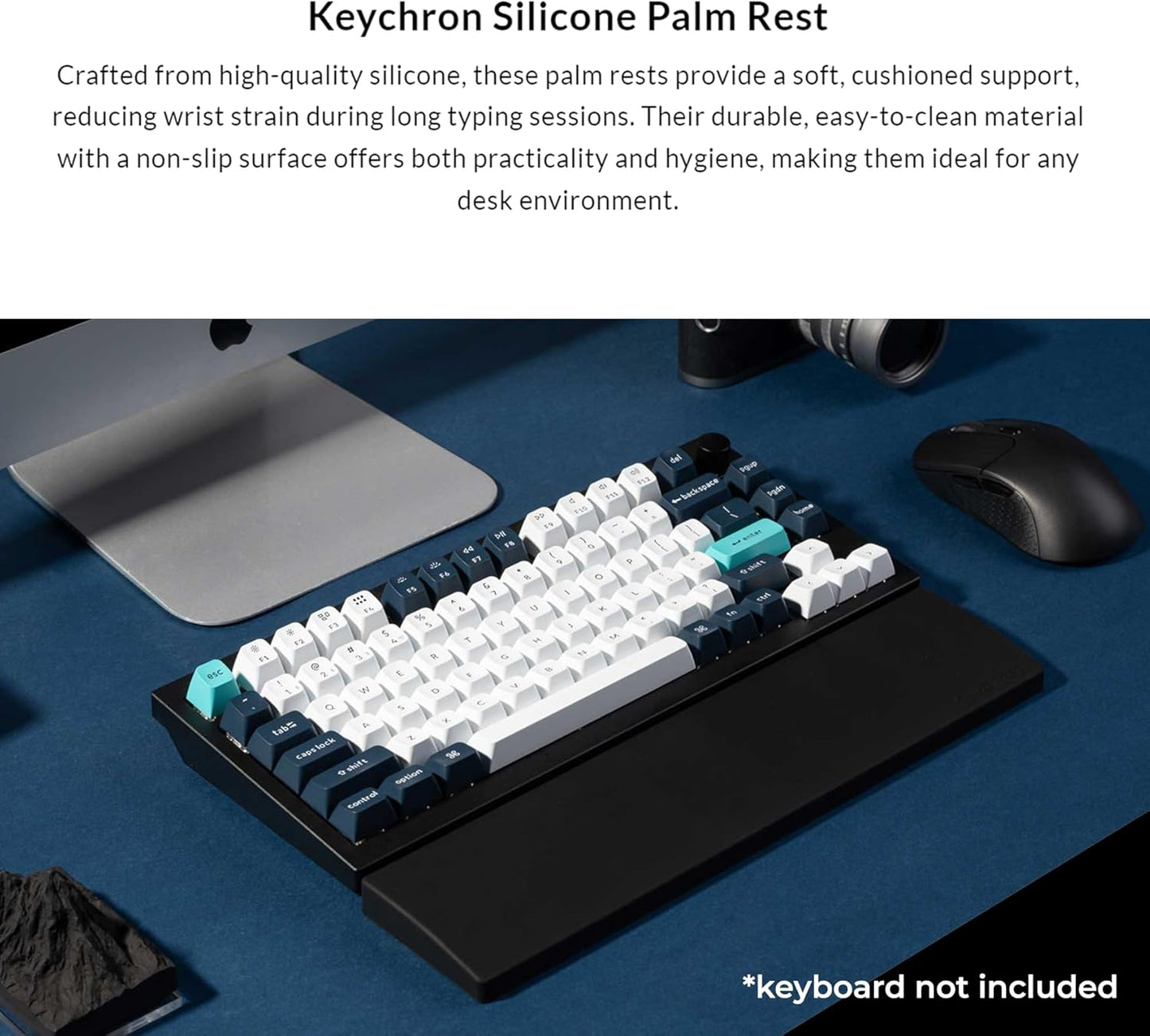 Ergonomic Silicone Wrist Rest for Keychron Q3 / Q3 Max / V3 / V3 Max / C3 Pro,14.37" Honeycomb Non-Slip Palm Rest, 80% TKL Mechanical Keyboards with Typing Pain Relief