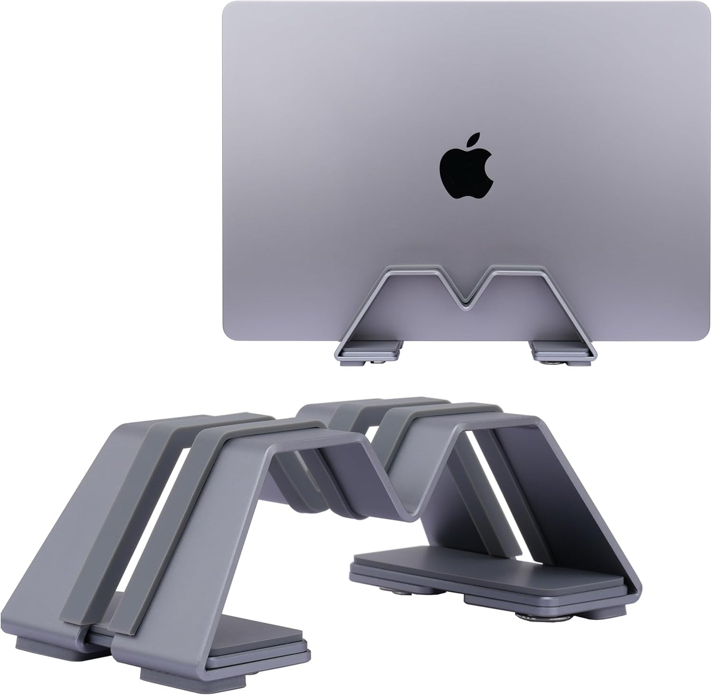 Adjustable Dual Vertical Laptop Stand - Supports 2 Devices Holder, Fit for All Laptops(10-30mm Thickness) - Fashion Design, Adjustable Width, Anti-Slip & Scratch-Resistant, Patented Design