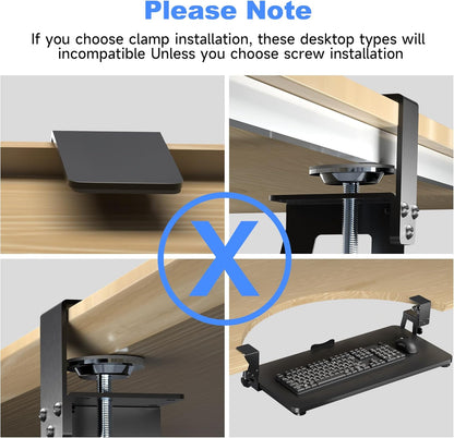 XINLEI Keyboard Tray Under Desk Large C-Clamp 25.6” (30” Including Clamps) x 11.8” Slide-Out Platform Computer Drawer Pull Out Keyboard & Mouse Tray Black DSF4