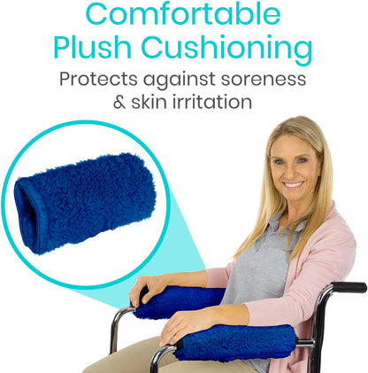 Vive Wheelchair Armrest Pads (2 PCS) - Memory Foam Sheepskin Cushion Accessories for Transport Electric Wheel Chair Arm Rests - for Adults, Seniors, Handicapped - Soft Support for Office Chair
