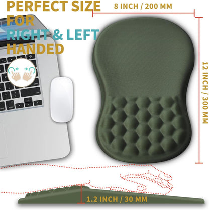 Hokafenle Ergonomic Mouse Pad Wrist Support with Massage Design, Wrist Rest Pain Relief Mousepad with Memory Foam&Non-Slip PU Base, Mouse Pads for Wireless Mouse & Desk (12x8 inch,Black)