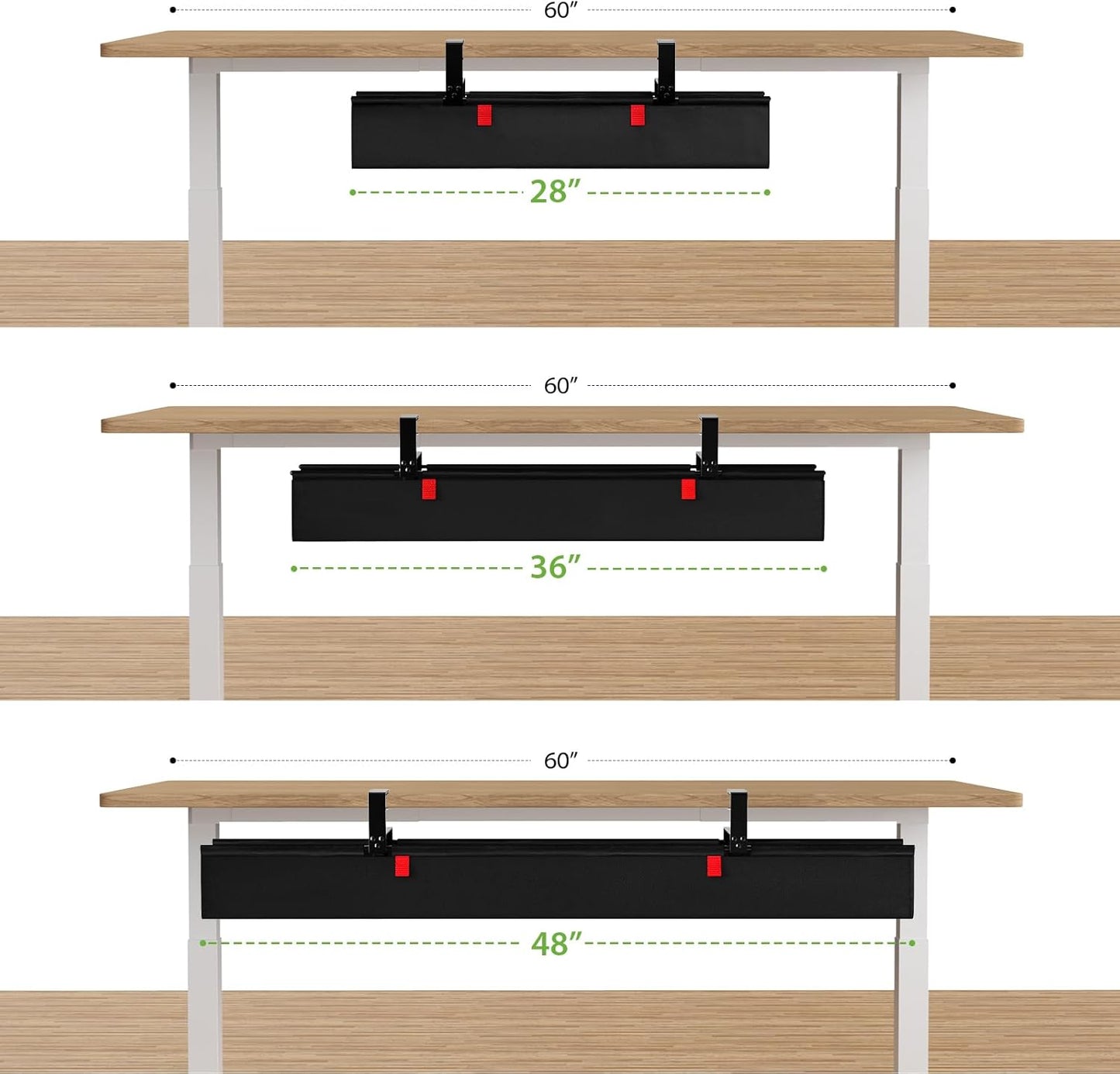 KEEGH Extra Large 48" Under Desk Cable Management Tray - Under Desk Cord Management - Clamp/Screw Mount - Support Upto 70lbs - Fabric Wire Management - Cable Raceways Tray Cord Hiders for Office/Home