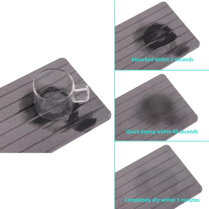 NiuYichee 2 PCS Water Absorbent diatomite Coasters, 8.3" x 4" Water Absorbing Stone Tray for Sink, Stone Drying mat for Kitchen Counter, Stone soap Tray Used for Hand Soaps & toiletries & Plants