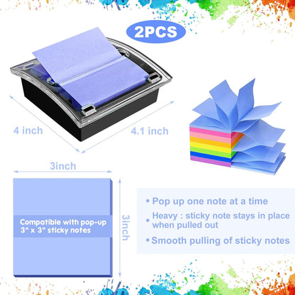 Pop Up Sticky Note Dispenser,3x3 Inches,Sticky Note Holder, Black Base,Sticky Note Dispenser for Office Home Classroom Desk Supplies
