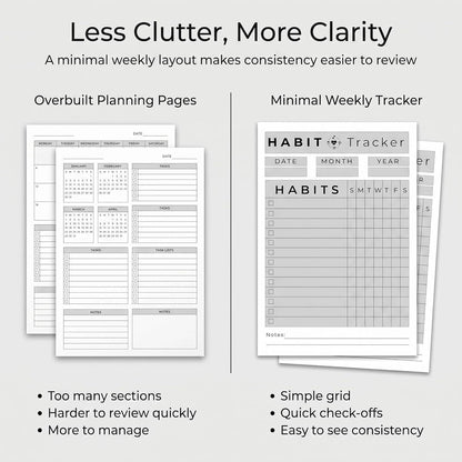 A5 Weekly Habit Tracker Inserts - Motivation & Rewards Pages for Weekly Goals and Consistency, Double-Sided 6-Hole Refill for A5 Binders, 50 Sheets, 100 Pages
