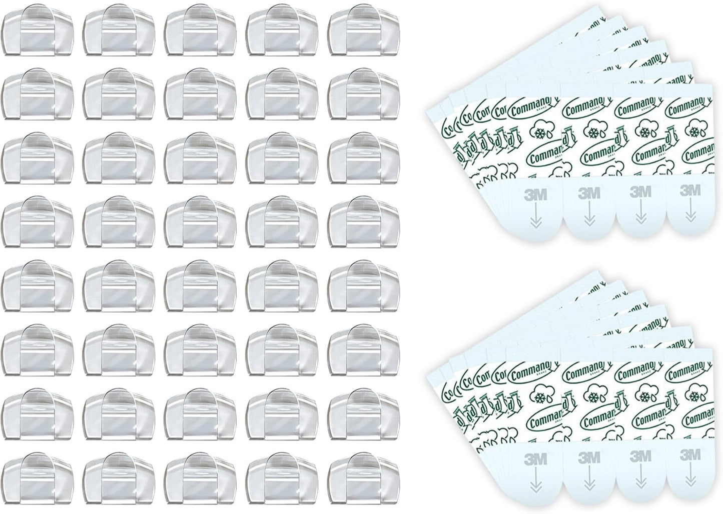 Command Outdoor Light Clips, 20 Clear Clips and 24 Command Strips, Damage-Free Hanging Outdoor Light Clips with Weather Resistant Strips, Wall Clip for Hanging Outdoor Lights and Cable Management
