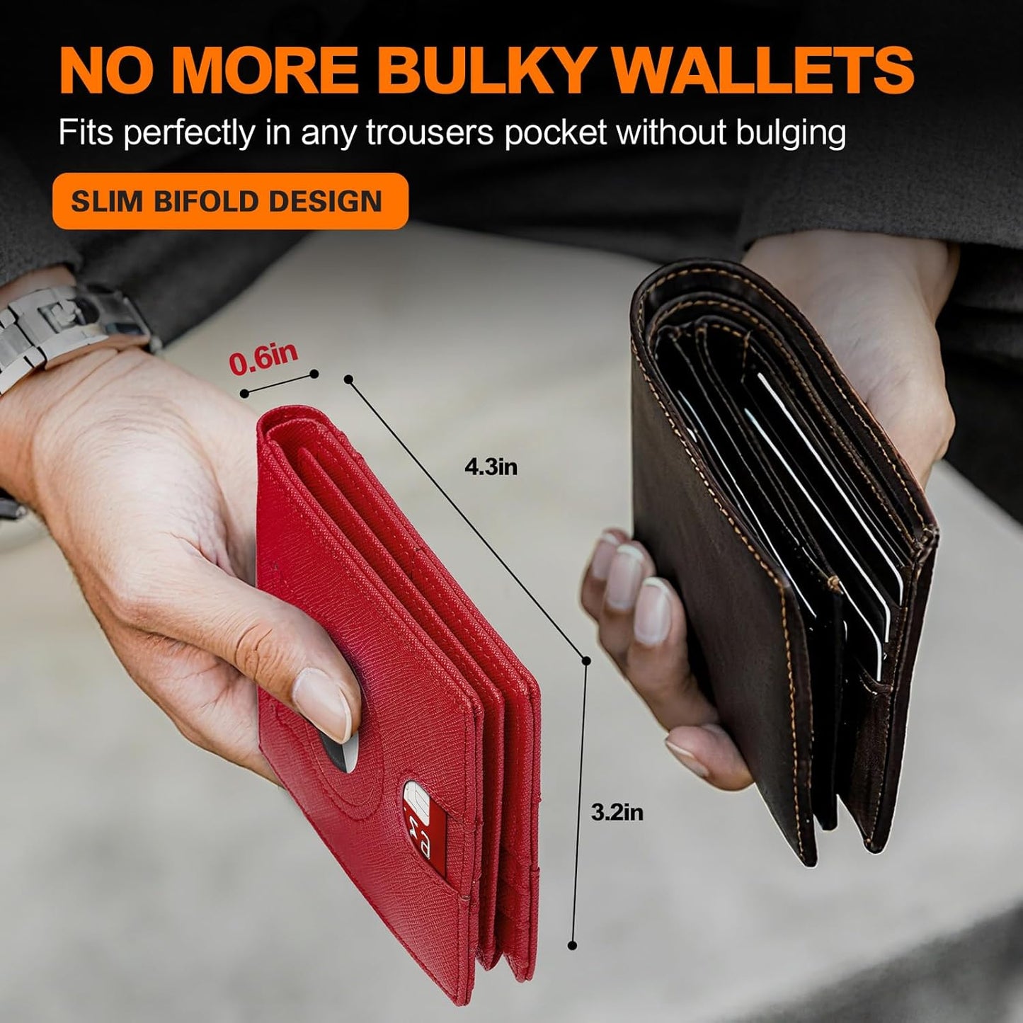 Wallet for Men Slim RFID Blocking Bifold Carbon Fiber,Minimalist Small Compact Front Pocket Credit Card Holder,Thin Mens Leather Wallets Smart Security With 2 ID Windows 1 Cash,Birthday Gifts for Men