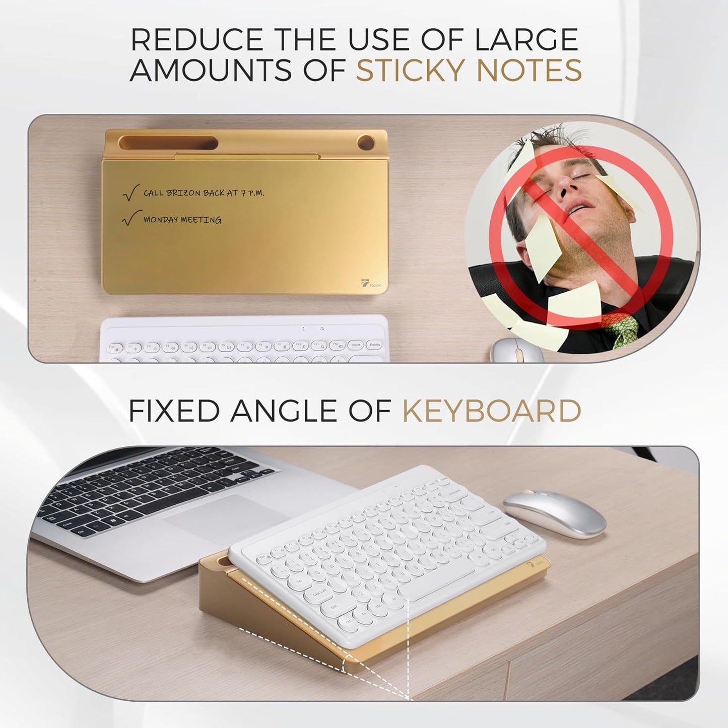 TOWON Small Compact Glass Desktop Whiteboard with Storage – 12 x 7 in Dry Erase Board for Desk, Home Office, School | Includes 5 Markers, Eraser & Holder | Space-Saving Organizer, Aesthetic Rose Gold
