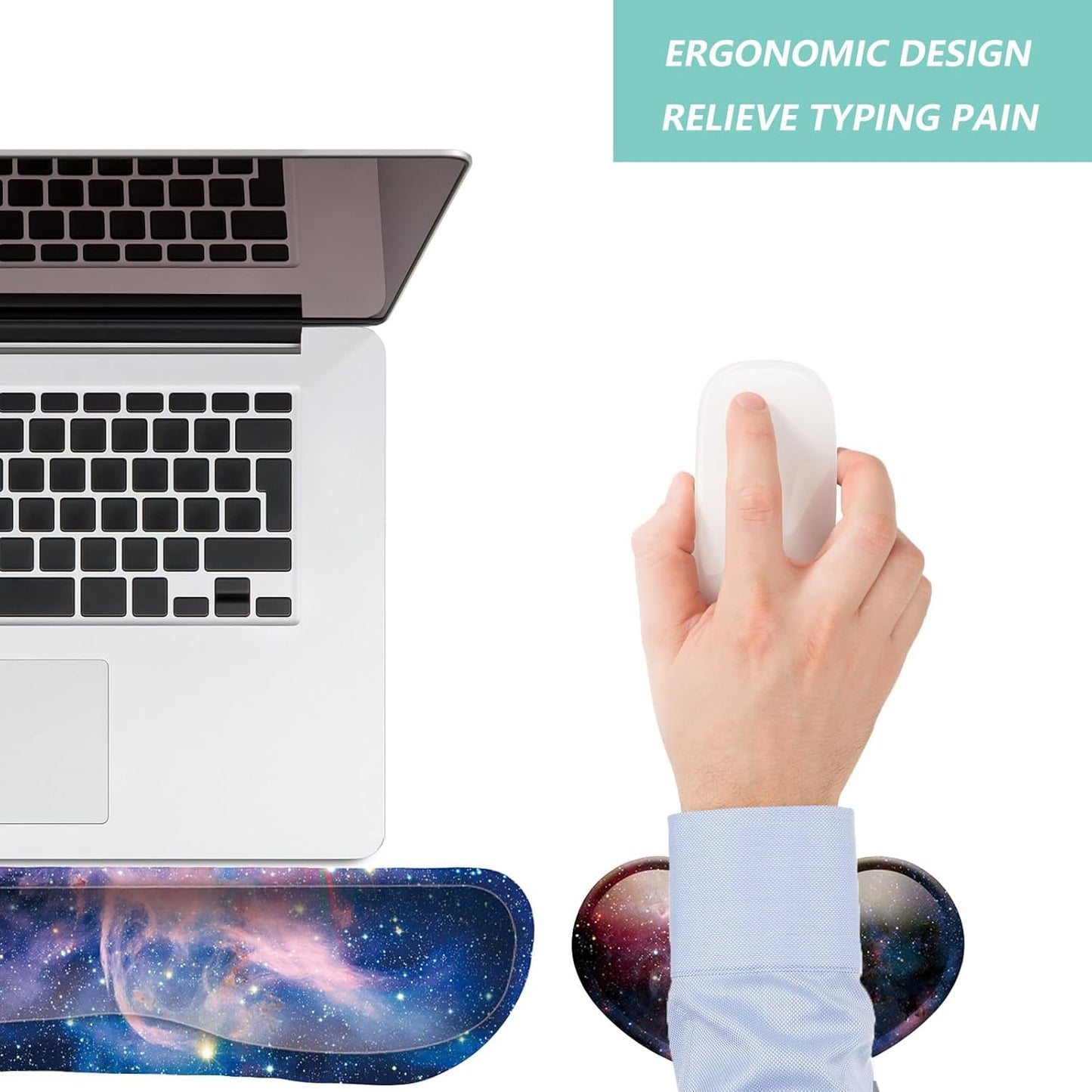 Keyboard Wrist Rest Mouse Wrist Support Set, Memory Foam Wrist Rest Pad for Computer Laptop Keyboard Mouse, Ergonomic Wrist Cushion Support for Typing Pain Relief, Gaming Home Office, Flowers Grass