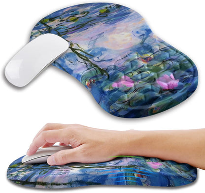 Ergonomic Mouse Pad Wrist Support with Memory Foam Massage Bulge, Carpal Tunnel Pain Relief Mousepad Wrist Rest for Mouse(12x8 inch, Silver Gray Light Purple)