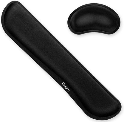 Mouse Wrist Rest, Canjoy 2 Pack Memory Foam Soft Fabric Mouse Wrist Rest Pad Support Cushion with Anti-Skid Rubber Base,Ergonomic Pain Relief Mouse Hand Rest (Black)