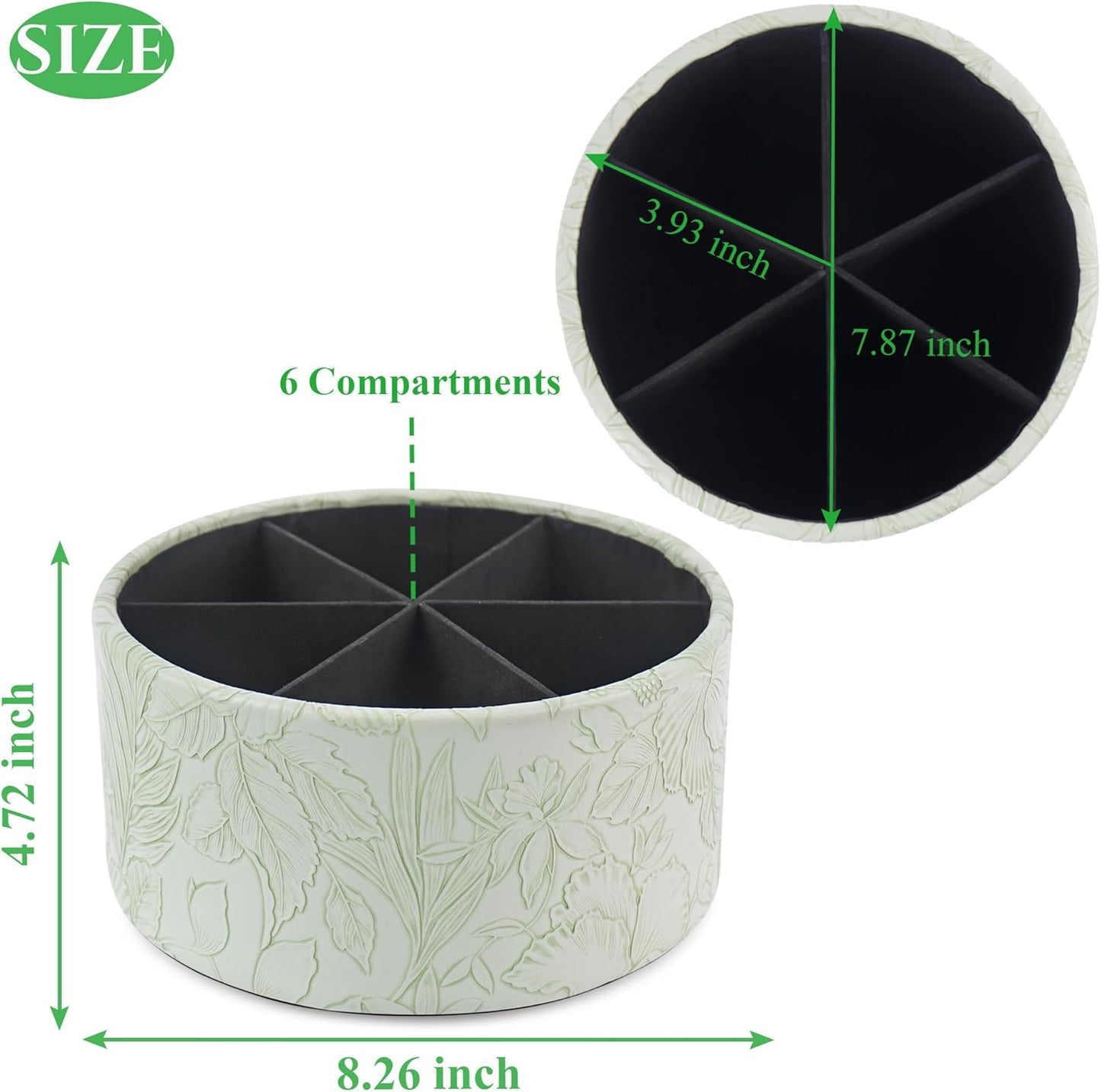 Round Leather Art Supply Organizer,Remote Control Holder,360 Degree Rotating,Multi-Functional Pencil Holder,4 Compartments Desktop Stationary Organizer(1-Fractal Flower) | Round - Colors A