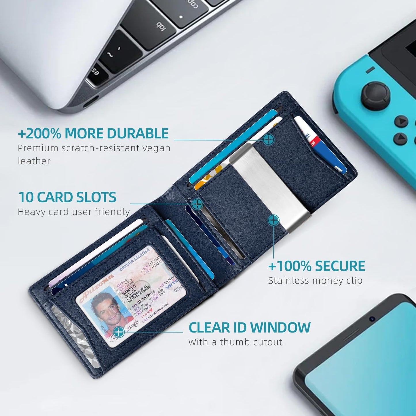 Zitahli Men's Wallets Airtag Holder Slim Rfid Leather with Gift Box