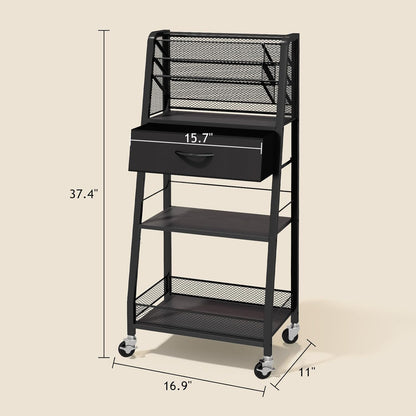 Homsorout 3 Tier Rolling Cart - Metal Utility Cart with Storage Drawer and Wheels, Versatile Art & Craft Organizer for Home, Office, or Studio - Ideal for Storing Brushes, Paints, and Supplies
