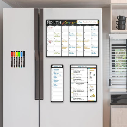 Magnetic Dry Erase List Board - 4"x12" Multifunctional List Board for Fridge - 6 Extra Fine Point Markers Included - Shipped Flat