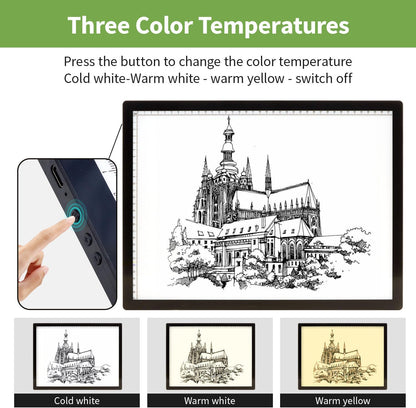 Rechargeable A4 Light Pad with Carry Bag & Stand,Ultra Thin Light Table with Clip,6 Levels of Brightness Light Box for tracing,Diamond Painting.led Light Board for Artists,Drawing,Sketching,Animation