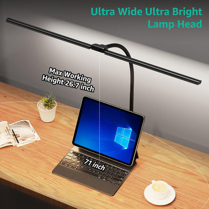 ShineTech LED Desk Lamp for Home Office, Ultra Bright Clamp Light with Flexible Gooseneck, 25 Lighting Modes, Eye-Caring Architect Lamp for Dual Monitors, Reading & Gaming Setup