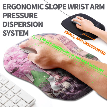 Ergonomic Slope Mouse Pad Wrist Support, Wrist Rest Mousepad for Carpal Tunnel Pain Relief with Massage Bulge and Slow Rebound Memory Foam (12x8 inch, Black)