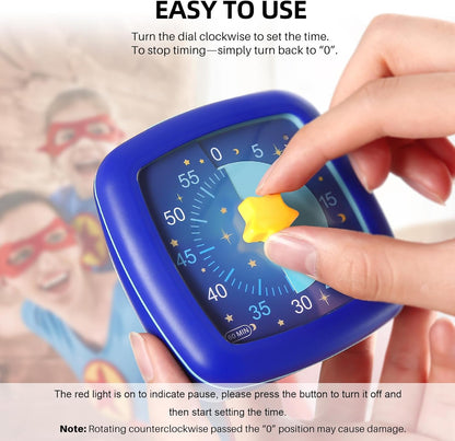 Secura 60-Minute Visual Timer, Silent Study Timer for Kids and Adults, Time Clocks, Time Management Countdown Timer for Teaching (Black & Cloud)