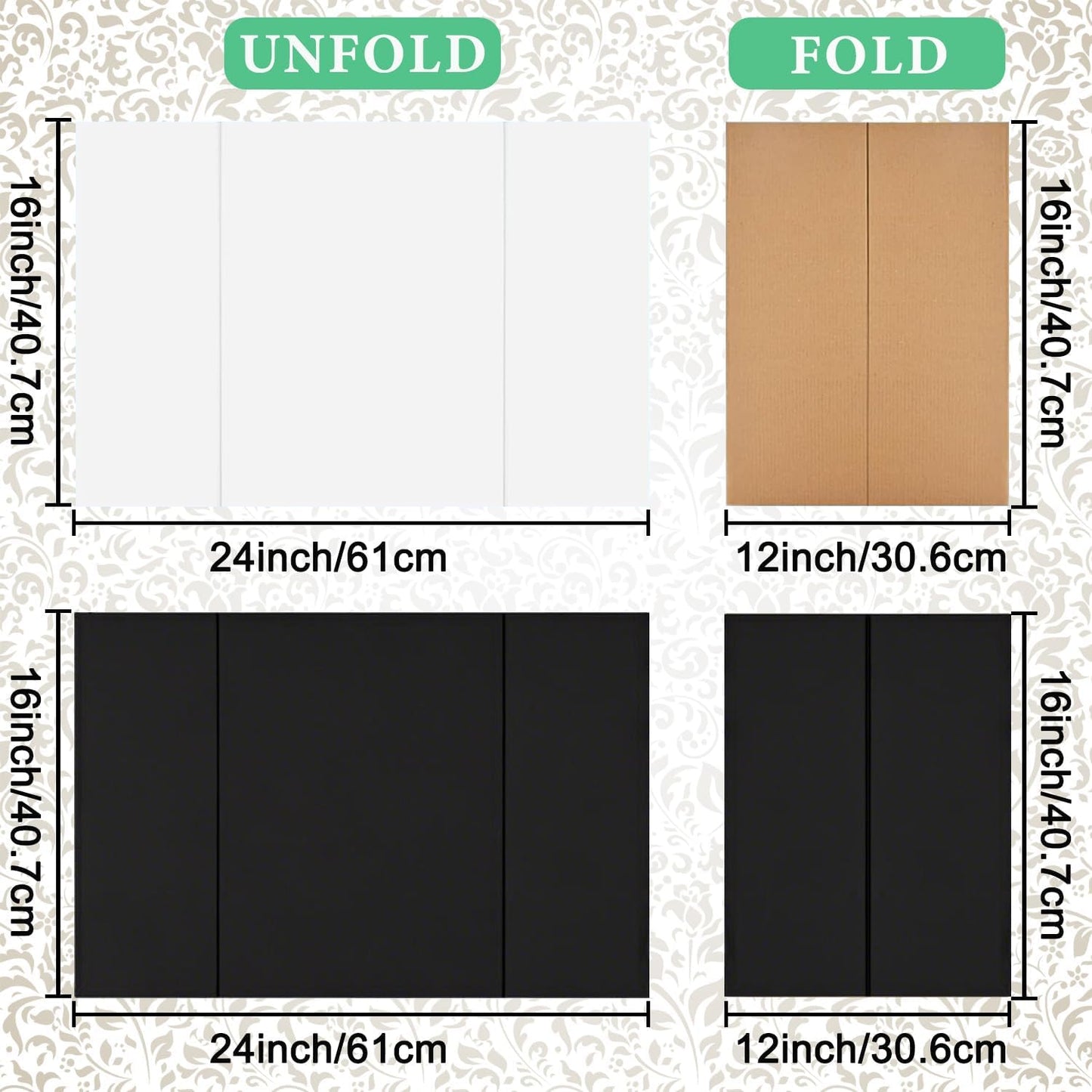 LonlyEagle Trifold Poster Board, 24" x 16", 3-Pack, White Corrugated Project Boards for Science Fairs, School Projects, Event Displays