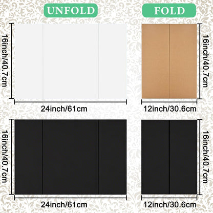 LonlyEagle Trifold Poster Board, 24" x 16", 3-Pack, White Corrugated Project Boards for Science Fairs, School Projects, Event Displays