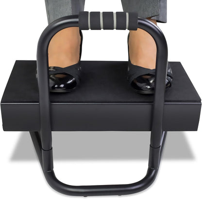 Mount-It! Height Adjustable Foot Rest for Standing and Sitting, Freestanding Under The Desk Footrest with Handle and Six Height Settings, Anti-Slip Padded Surface,Black