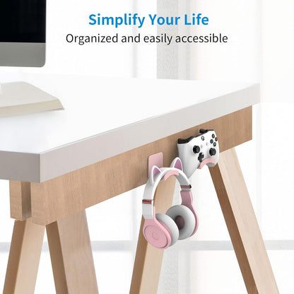 SOKUSIN Headphone Stand Headset Holder - Adhesive Gaming Earphones Hanger, Universal Desk Wall Mount Hook for All Headphone/Controller, Compatible with Beats, AirPods Max,Sony, JBL (White)