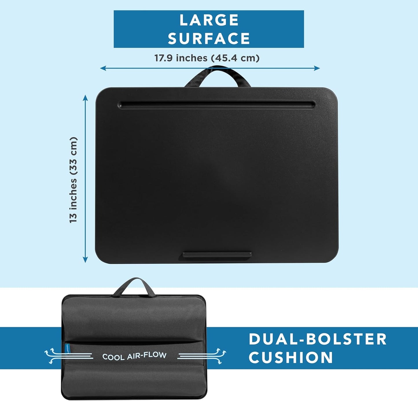 LAPGEAR Compact Lap Desk – Fits Up to 14″ Laptops – Charcoal – Style No. 43105