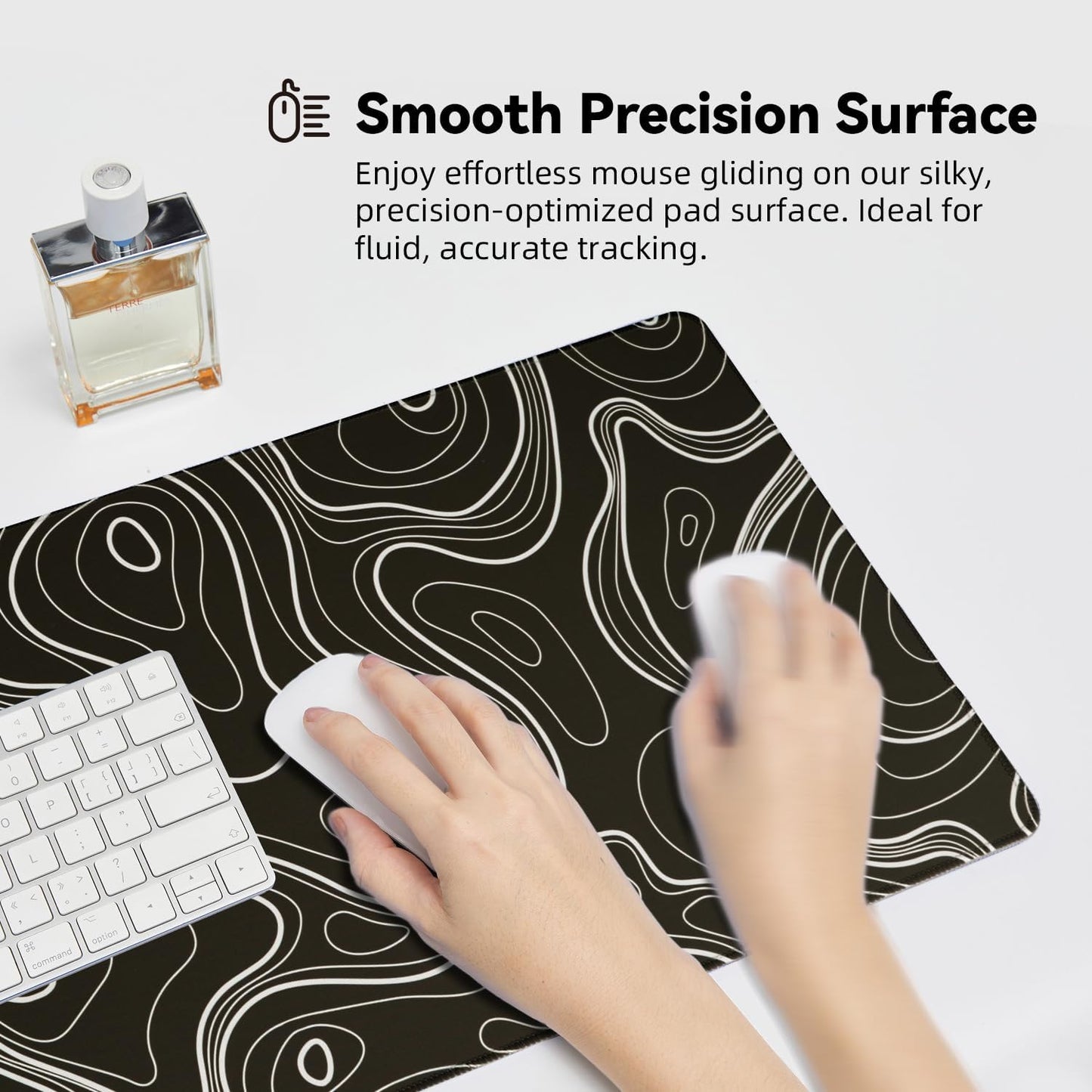 Reniteco Waterproof Large Gaming Mouse Pad with Durable Stitched Edges, Non-Slip Rubber Base, Grainy Jacquard Mouse Mat Desk Pad for Home Office Gaming, 31.5''x11.8''x0.12'', Matte Beige
