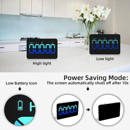 PERSUPER Kitchen Digital Timer, Count Down Up, Rechargeable, Vibration Mode Adjustable Volume and Brightness LED Display, Time Management Cook, Desk, Kids Adults Study Teaching, Kitchen Gadgets RGB