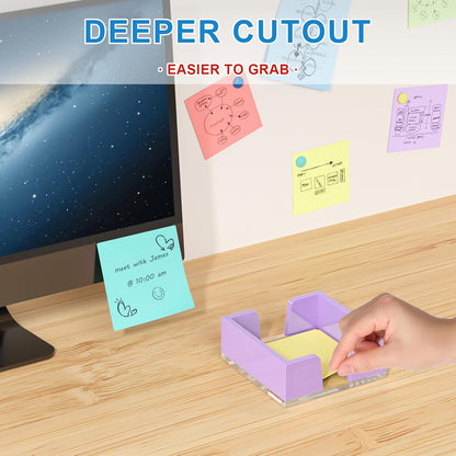 WINFFOR Acrylic Notepad Holder Dispenser - 3x3 in Sticky Note Memo Holder for Desk Organizer (W/O Pads) Office Desk Accessories School Supplies, Crystal Clear