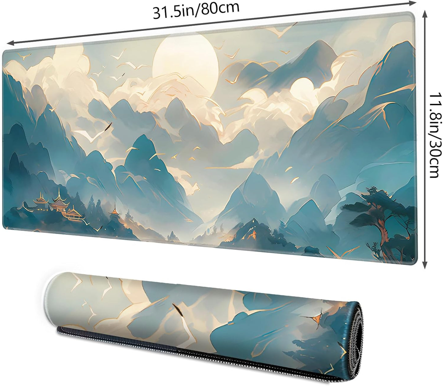 Galdas Mouse Pad For Gaming,Forest Background Pattern XXL XL Large Mouse Mat Long Extended MousePad Desk Mat Non-Slip Rubber Mice Pads Stitched Edges Thin (31.5 x 11.8 x 0.12 Inches) Tree