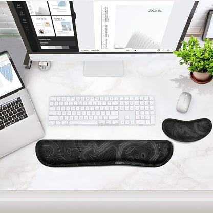 Gimars Upgrade Enlarge Silky and Superfine Fabric Gel Memory Foam Keyboard Wrist Rest Set, Ergonomic Keyboard Mouse Wrist Support for Typing Pain Relief, Comfort for Office, Gaming, Computer, Black
