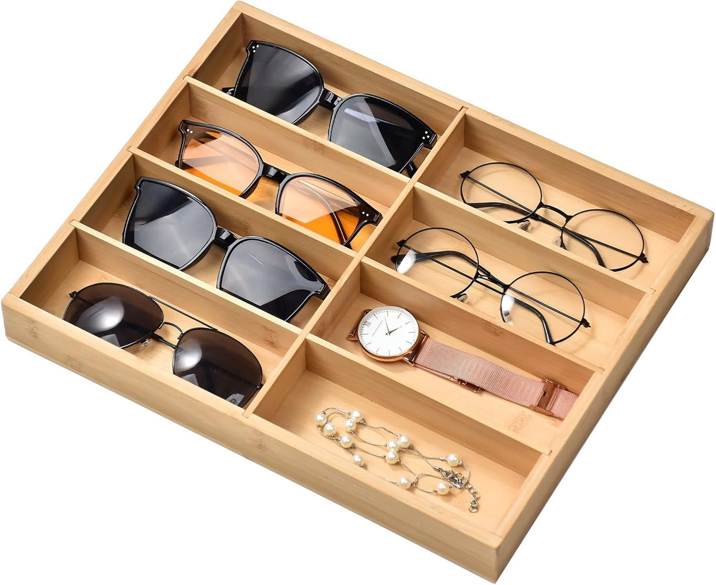 Natural bamboo Glasses Eyeglass Eyewear Sun glasses Sunglasses Box Storage Case Tray Display Showcase Organizer Box