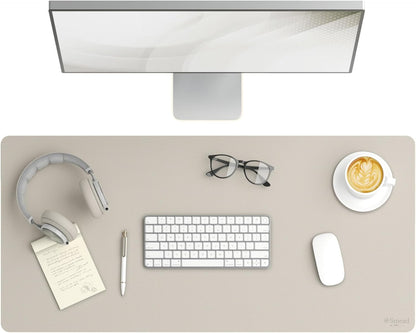 Smead Desk Pad, Vegan Leather Desk Mat with Non-Slip Faux Suede Backing, Perfect Desk Organizer for Office Decor, 31.5” x 15.7” Medium, Sandstone (64831)