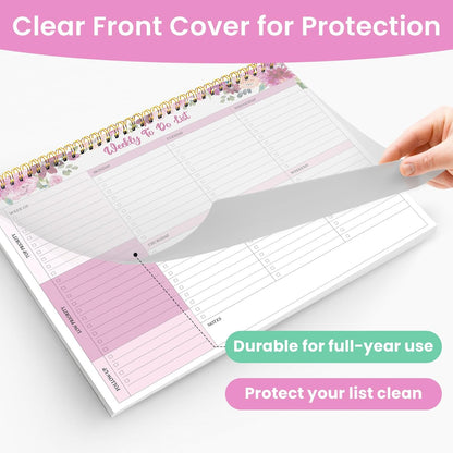 Weekly To Do List Notepad with 52 Undated Sheets（8.5"×11"）- Undated Weekly Planner Notepad for Office Desk Accessories and Supplies - Midnight Lilac